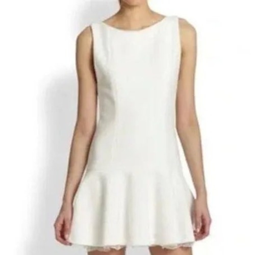 Alice + Olivia Off White Pleated Drop Waist Mini Dress CC505A79501 Size 0 NEW